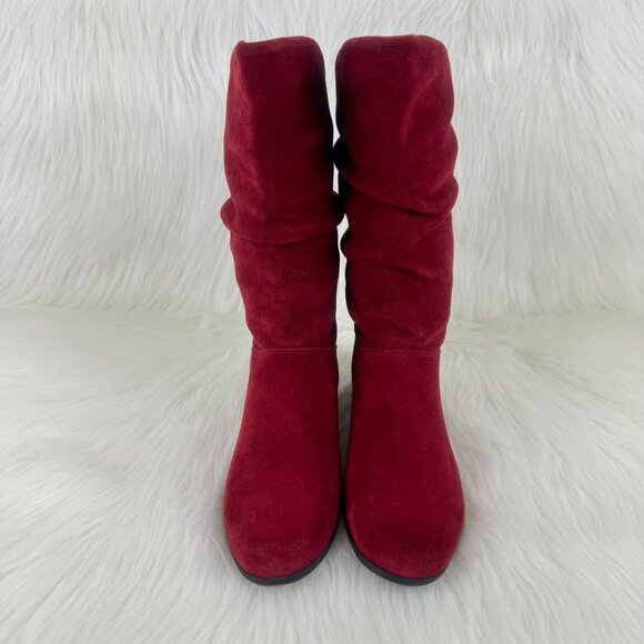 Women's St Johns Bay Jamie Suede Slouchy Mid Calf Bootie Shoes Size 7.5 Burgundy - Picture 8 of 13